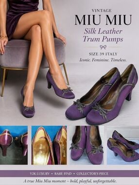 MIU MIU Prada Purple Satin Pumps Shoes 8 EU 39